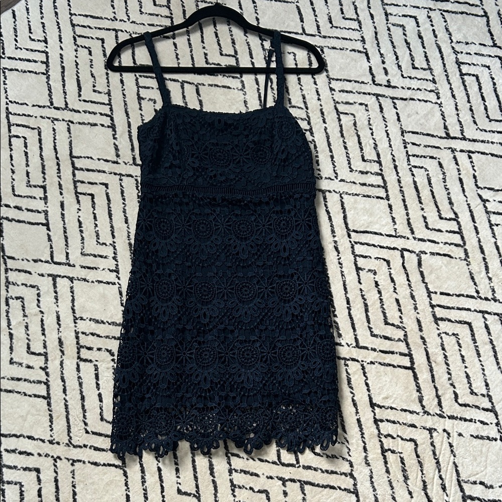 Elegant Navy Blue Lace Dress